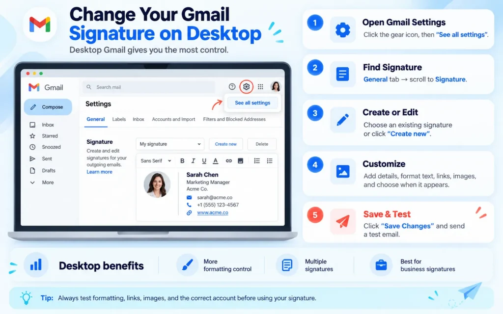 How to Change Your Gmail Signature on Desktop