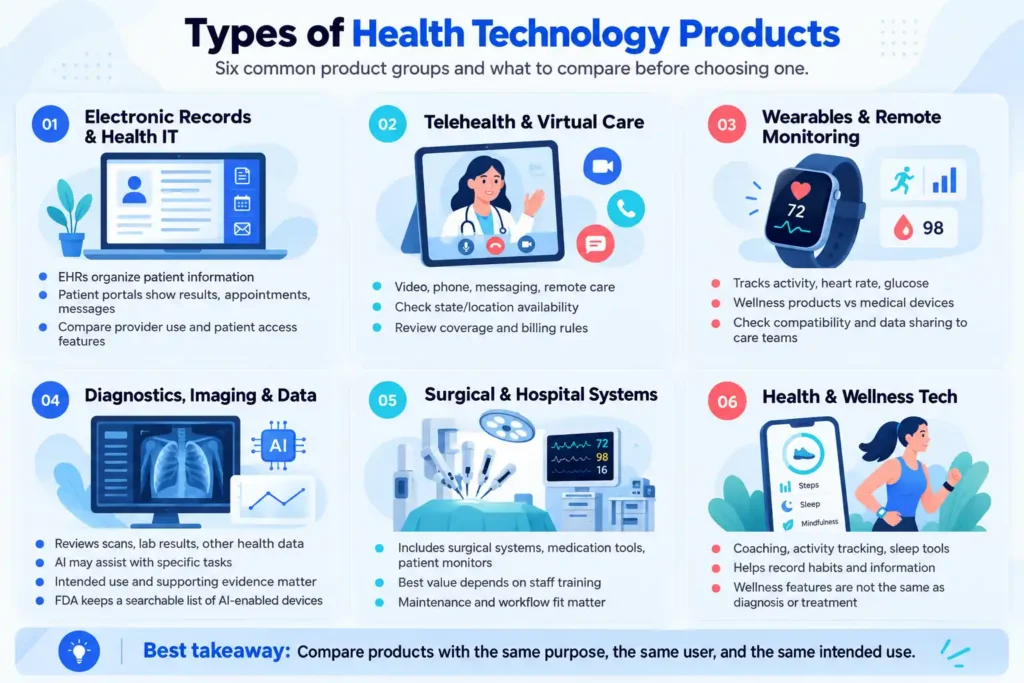 Types of health technology products